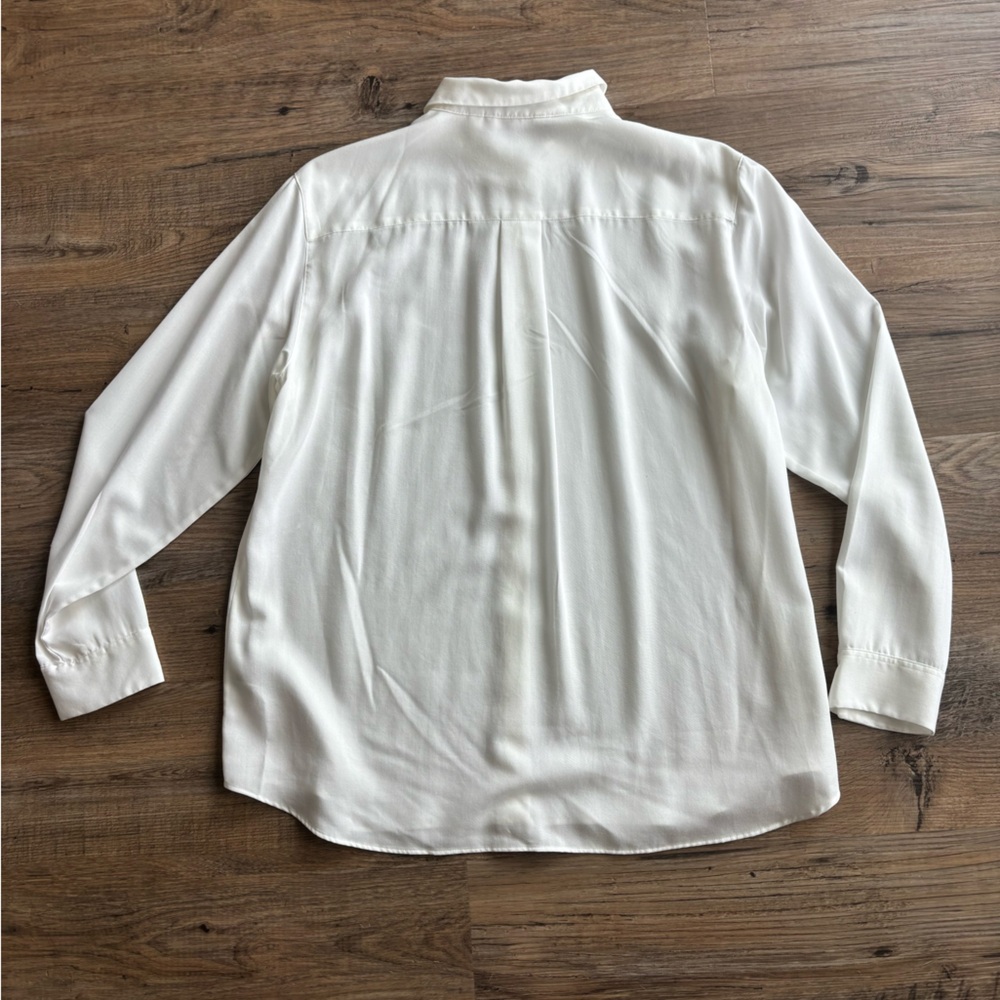 Uniqlo White Rayon Long Sleeve Blouse (large) - Picture 4 of 9